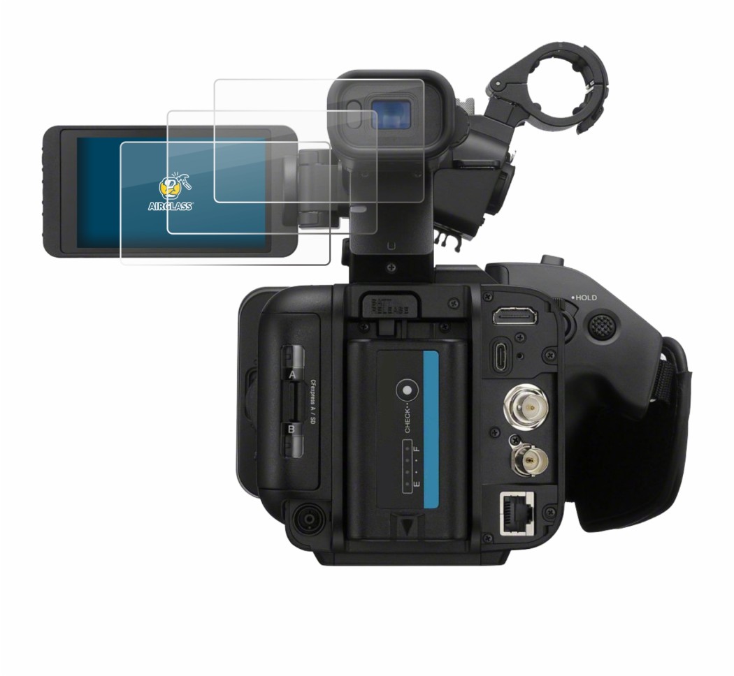 Image de l'appareil Sony PXW-Z200 avec une grande variété de protections d'écran.