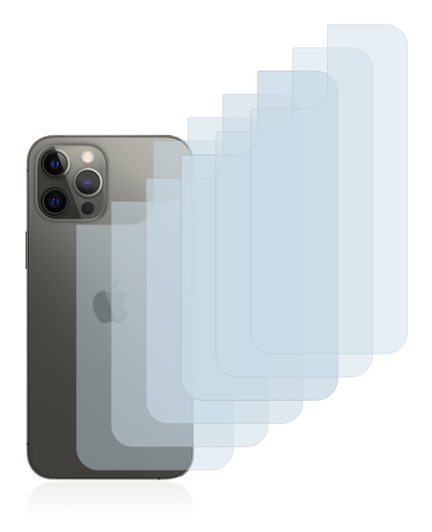 Immagine del dispositivo Apple iPhone 12 Pro Max (Posteriore) con un'ampia varietà di protezioni per lo schermo.