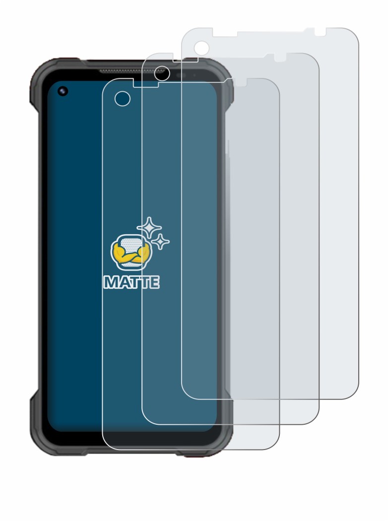 Image of the device Doogee S97 Pro with a wide variety of screen protectors.