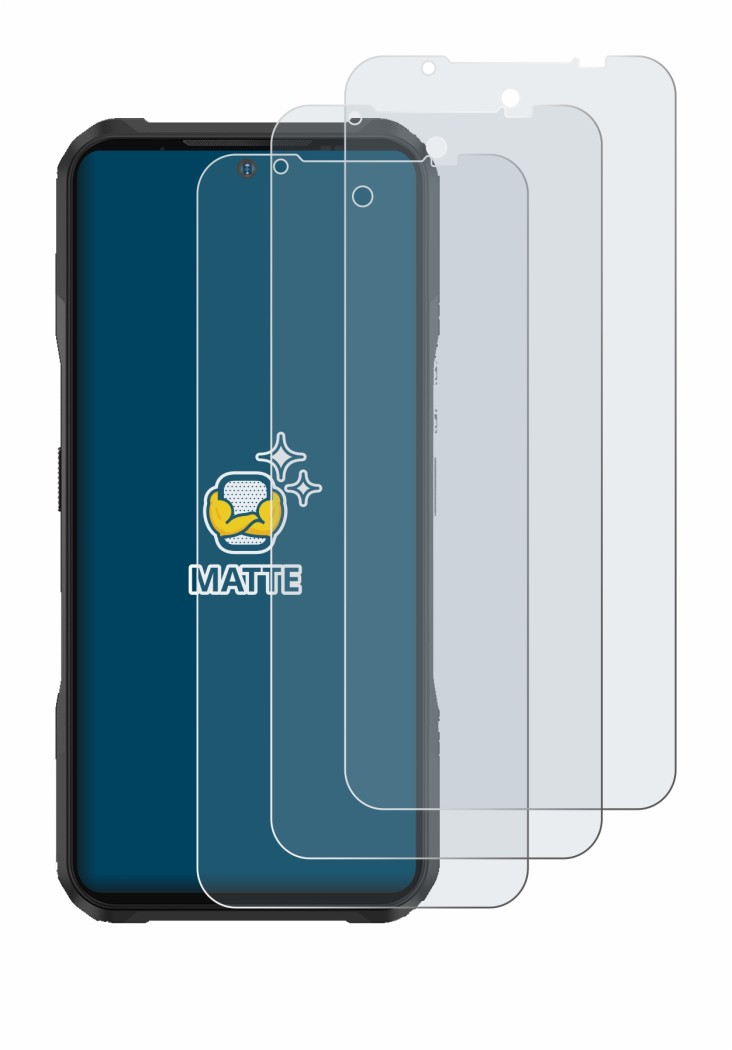 Abbildung des Geräts Doogee V20 mit einer Vielzahl des Displayschutzes.