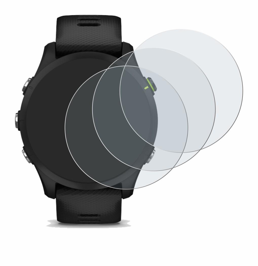 Abbildung des Geräts Garmin Forerunner 255 mit einer Vielzahl des Displayschutzes.