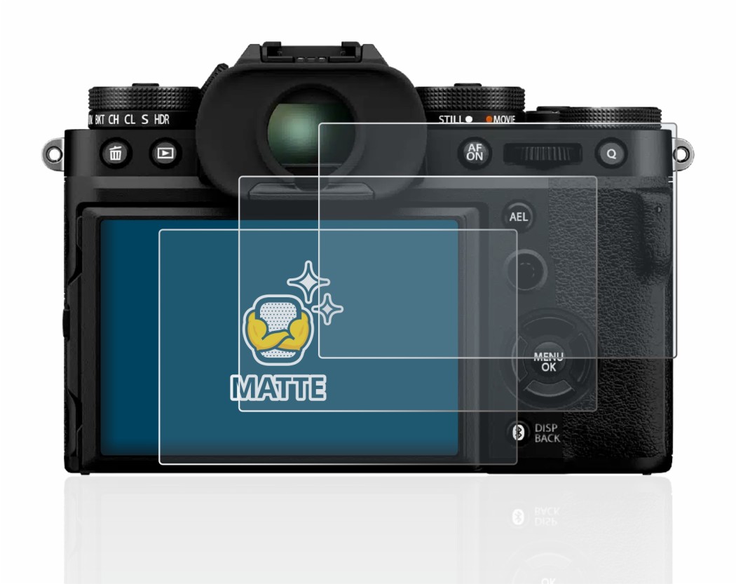 Image of the device Fujifilm X-T5 with a wide variety of screen protectors.