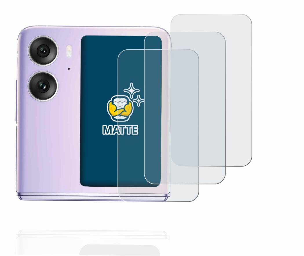 Image de l'appareil Oppo Find N2 Flip (Affichage arrière) avec une grande variété de protections d'écran.