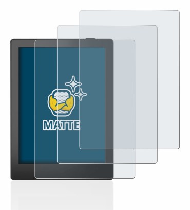 Immagine del dispositivo Boox Poke 5 con un'ampia varietà di protezioni per lo schermo.