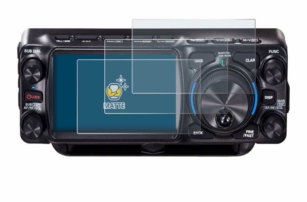 Abbildung des Geräts Yaesu FTX-1 mit einer Vielzahl des Displayschutzes.