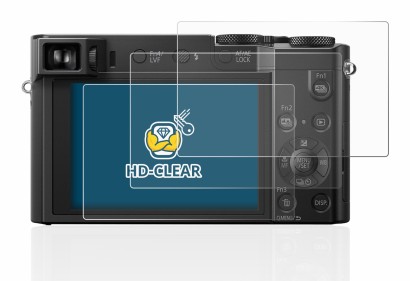 Abbildung des Geräts Panasonic Lumix DMC-TZ101 mit einer Vielzahl des Displayschutzes.