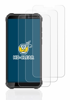 Image of the device Oukitel WP5 Pro with a wide variety of screen protectors.