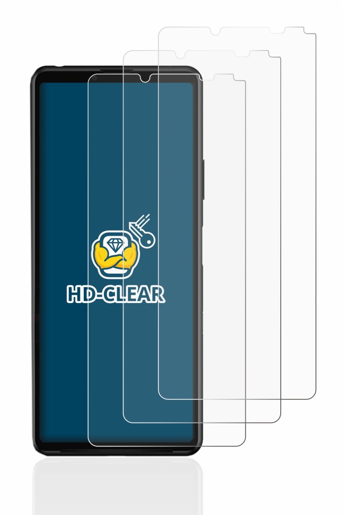 Abbildung des Geräts Sony Xperia 10 III mit einer Vielzahl des Displayschutzes.