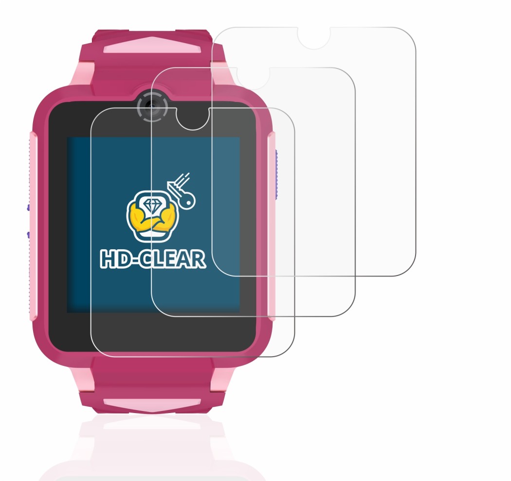 Immagine del dispositivo TCL Movetime Family Watch MT42X con un'ampia varietà di protezioni per lo schermo.