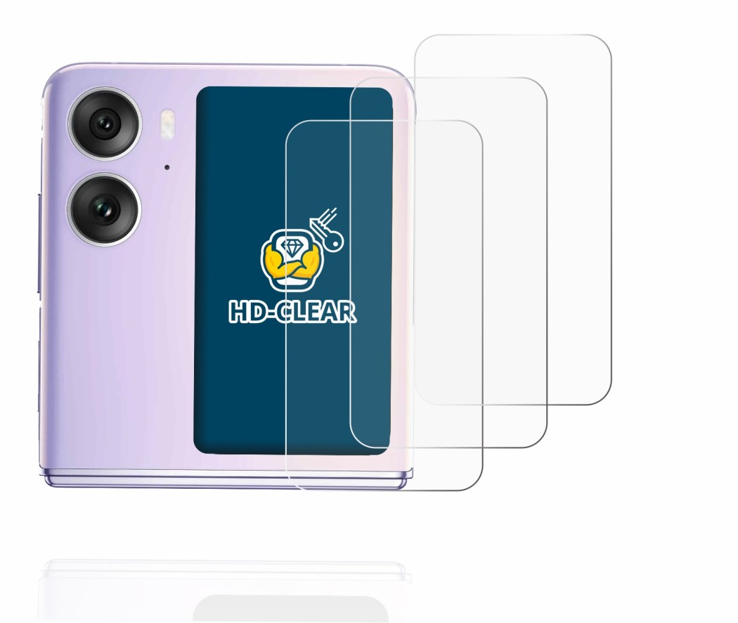 Image de l'appareil Oppo Find N2 Flip (Affichage arrière) avec une grande variété de protections d'écran.