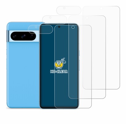 Image of the device Google Pixel 8 Pro (Front+Camera) with a wide variety of screen protectors.