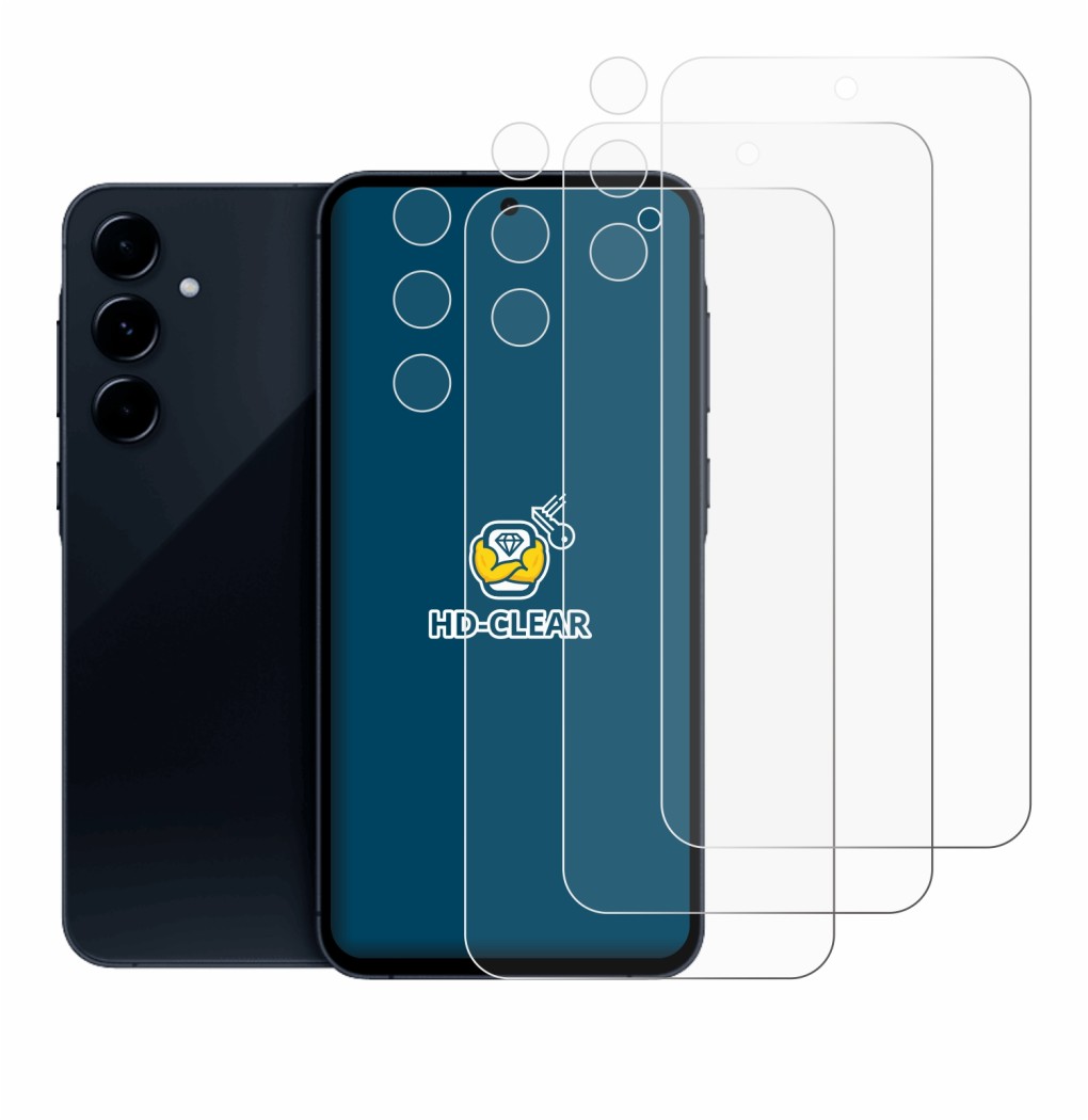 Immagine del dispositivo Samsung Galaxy A35 5G (Fronte+Fotocamera) con un'ampia varietà di protezioni per lo schermo.