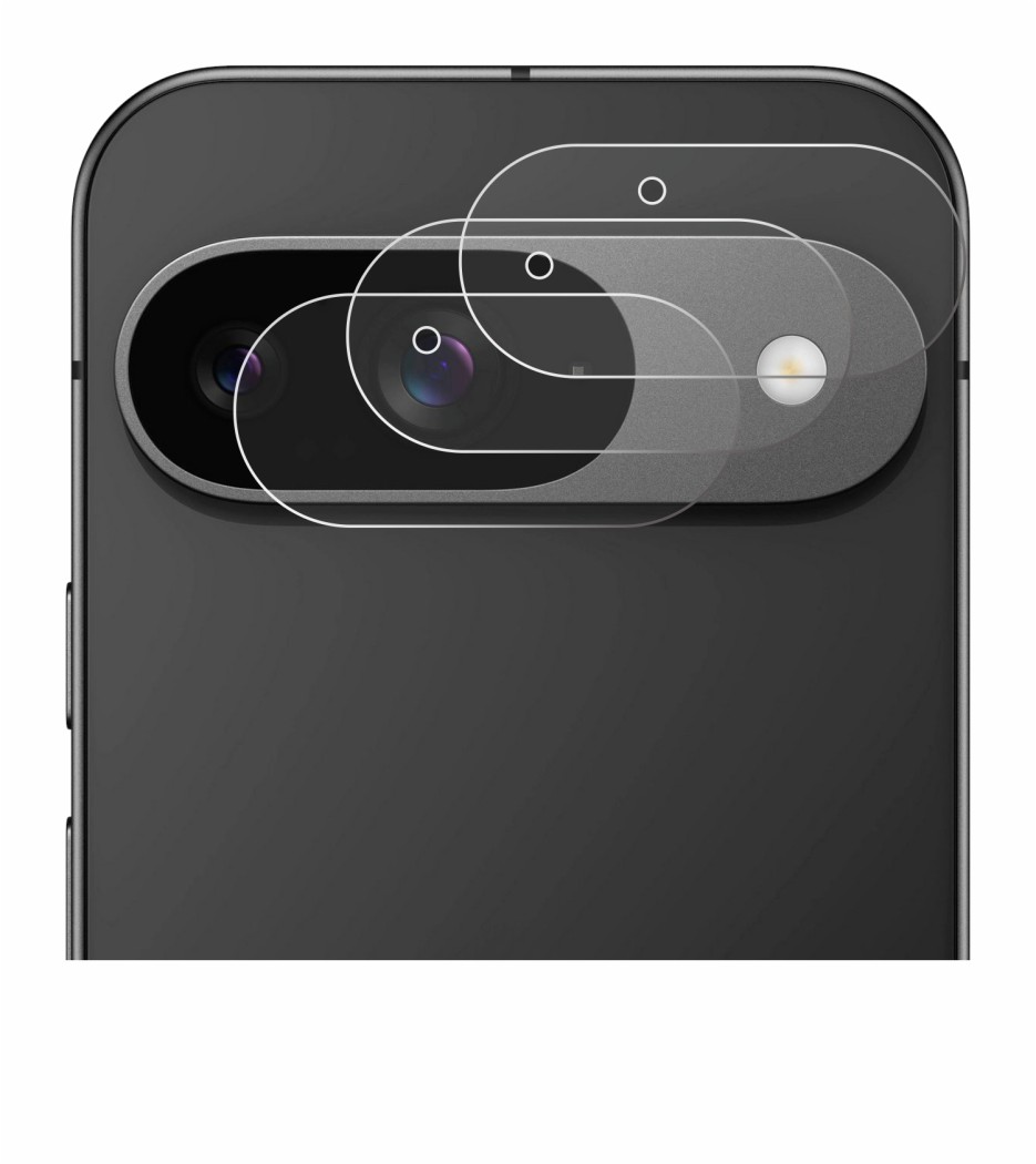 Image of the device Google Pixel 9 (ONLY Camera Lens) with a wide variety of screen protectors.