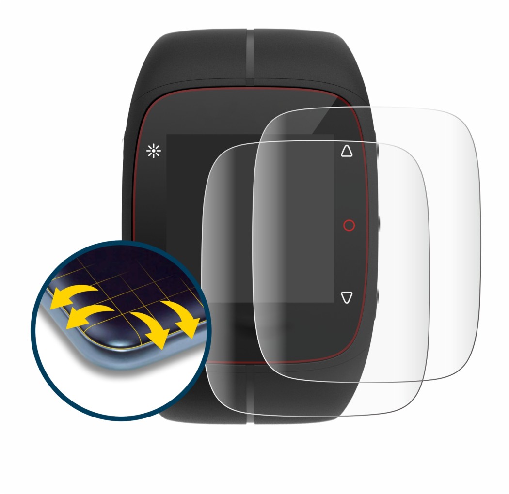 Image of the device Polar M400 with a wide variety of screen protectors.