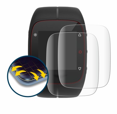 Immagine del dispositivo Polar M400 con un'ampia varietà di protezioni per lo schermo.