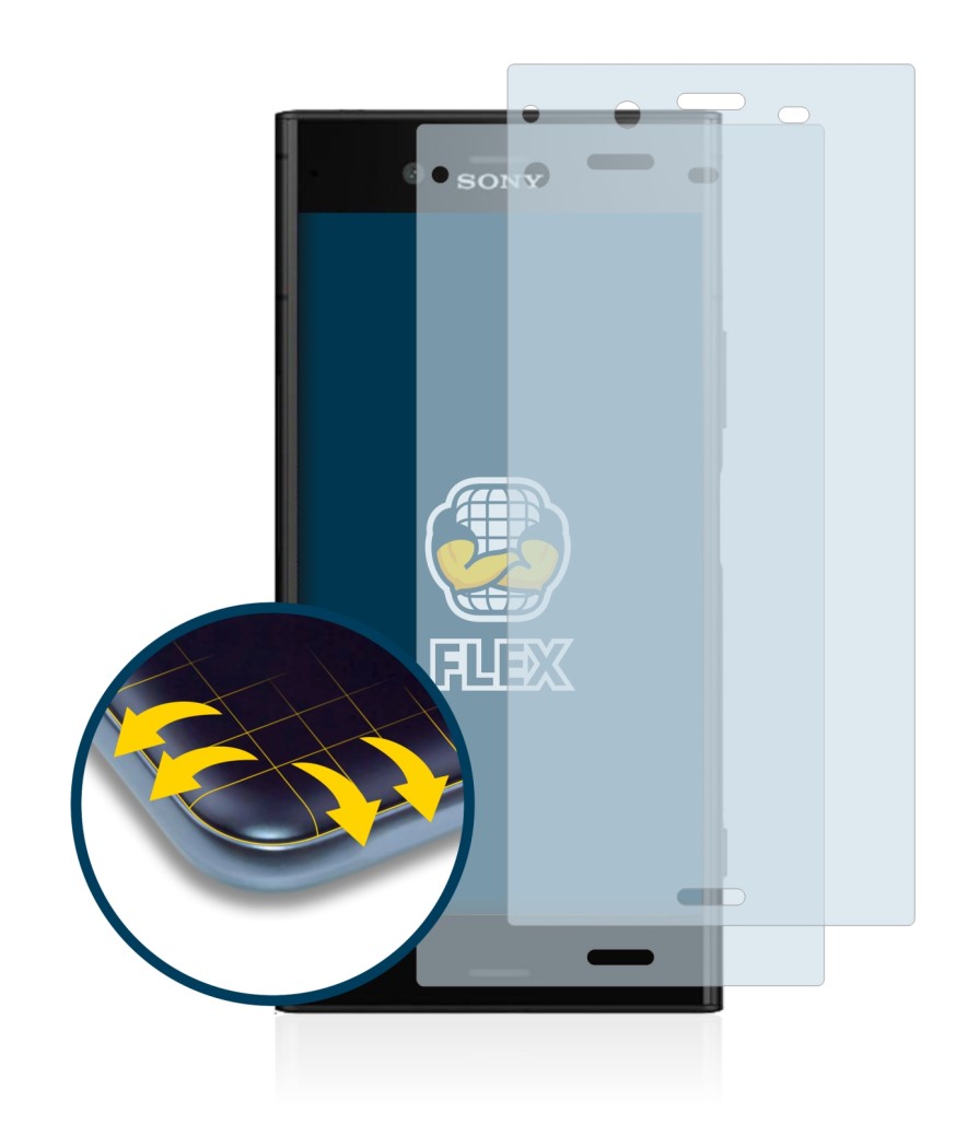 Image of the device Sony Xperia XZ1 with a wide variety of screen protectors.