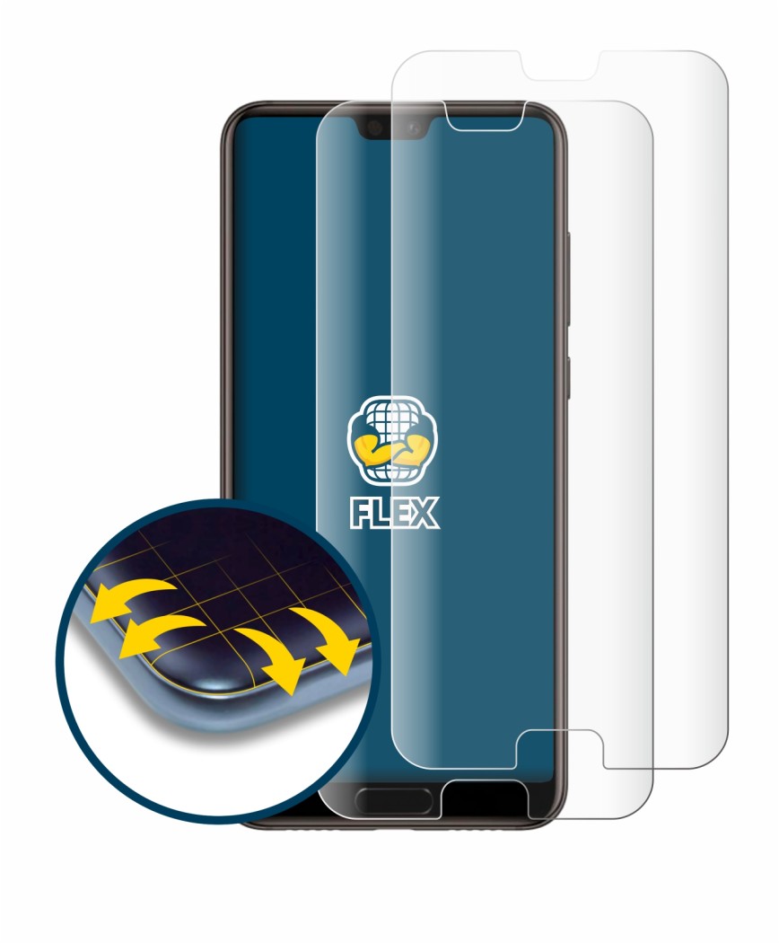 Image of the device Huawei P20 with a wide variety of screen protectors.