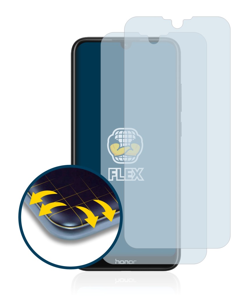 Image of the device Honor 8A with a wide variety of screen protectors.