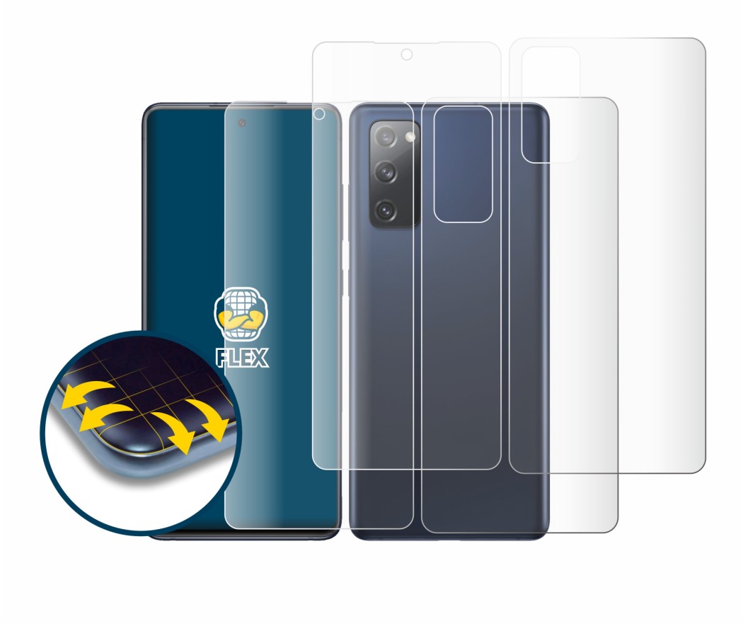 Image of the device Samsung Galaxy S20 FE (Front+Back) with a wide variety of screen protectors.