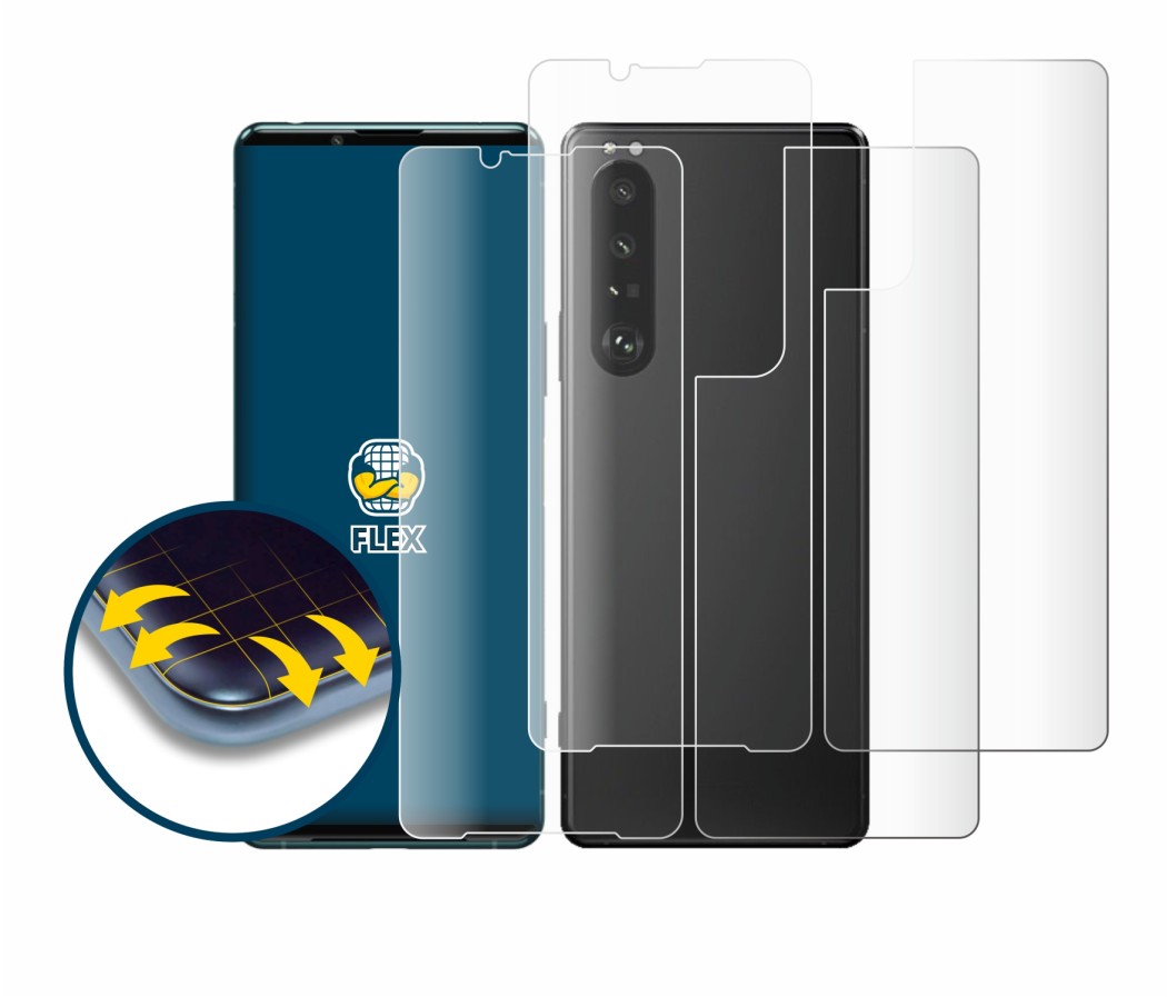 Image de l'appareil Sony Xperia 5 III (Avant+Arrière) avec une grande variété de protections d'écran.