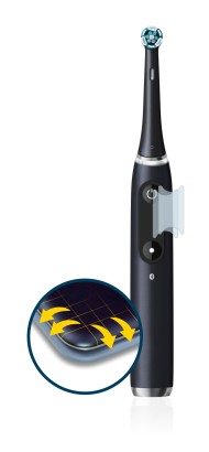 Image de l'appareil Oral-B iO 8 avec une grande variété de protections d'écran.