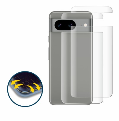 Image of the device Google Pixel 8 (Back) with a wide variety of screen protectors.