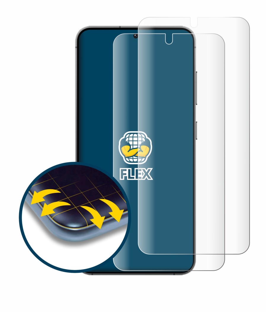 Imagen del dispositivo Samsung Galaxy S24 con una amplia variedad de protectores de pantalla.