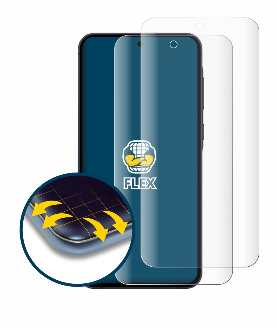 Imagen del dispositivo Samsung Galaxy A55 5G con una amplia variedad de protectores de pantalla.