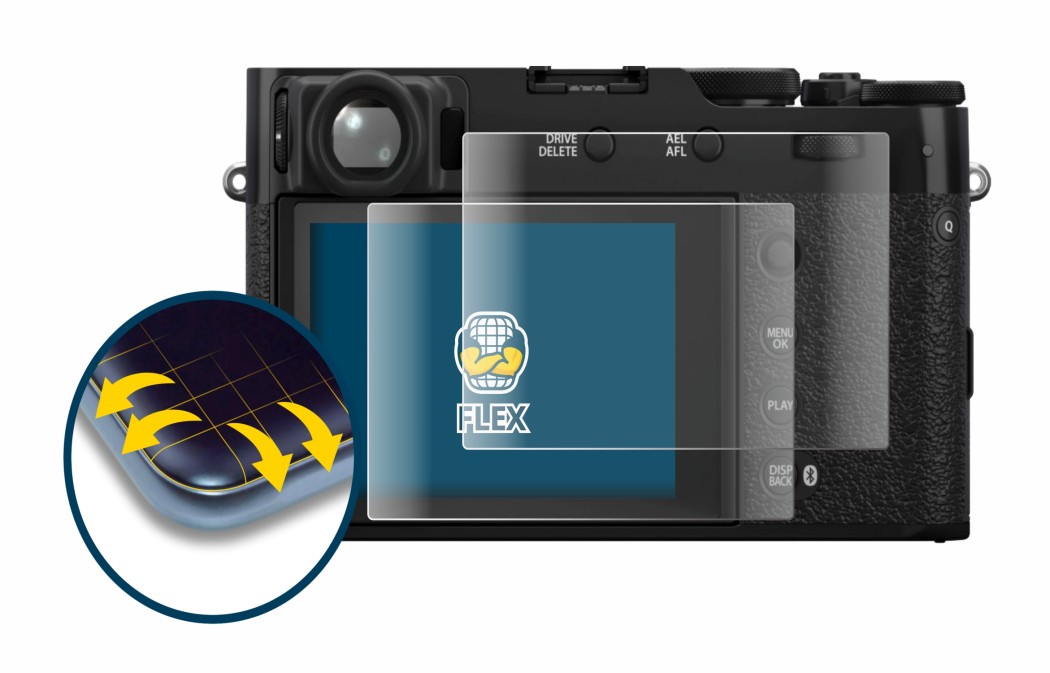 Imagen del dispositivo Fujifilm X100VI con una amplia variedad de protectores de pantalla.