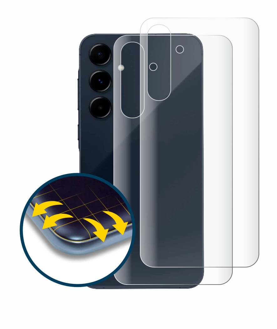 Imagen del dispositivo Samsung Galaxy A35 5G (Trasero) con una amplia variedad de protectores de pantalla.