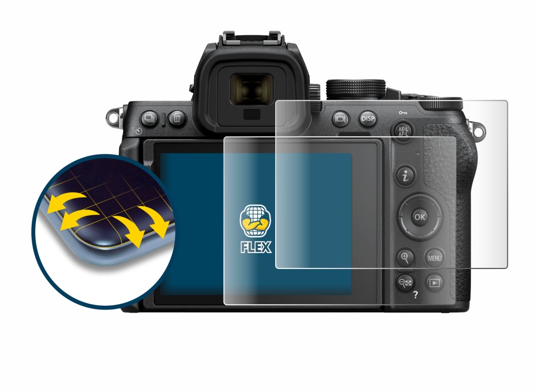 Image of the device Nikon Z50 II with a wide variety of screen protectors.