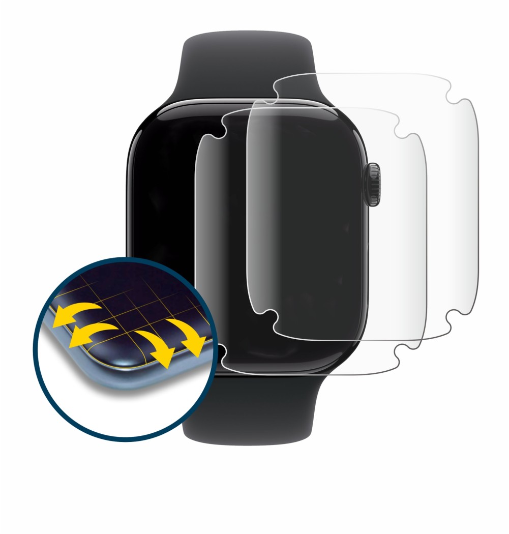 Imagen del dispositivo Apple Watch Series 11 (46 mm) con una amplia variedad de protectores de pantalla.