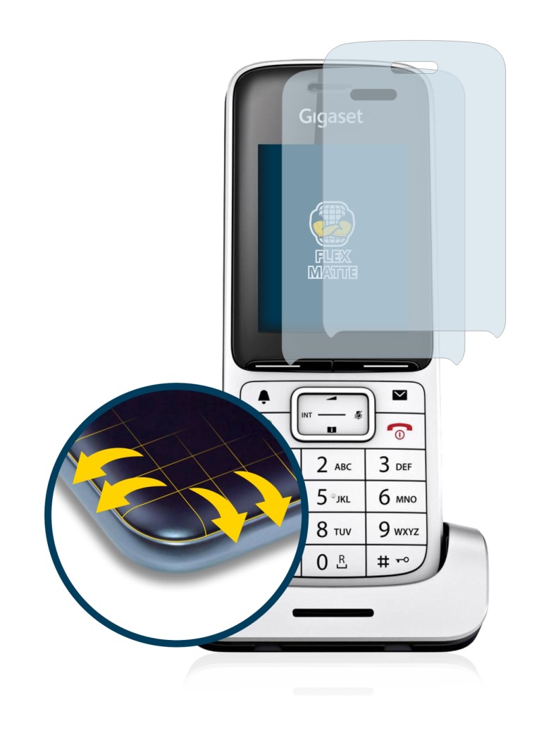 Abbildung des Geräts Gigaset SL450HX mit einer Vielzahl des Displayschutzes.