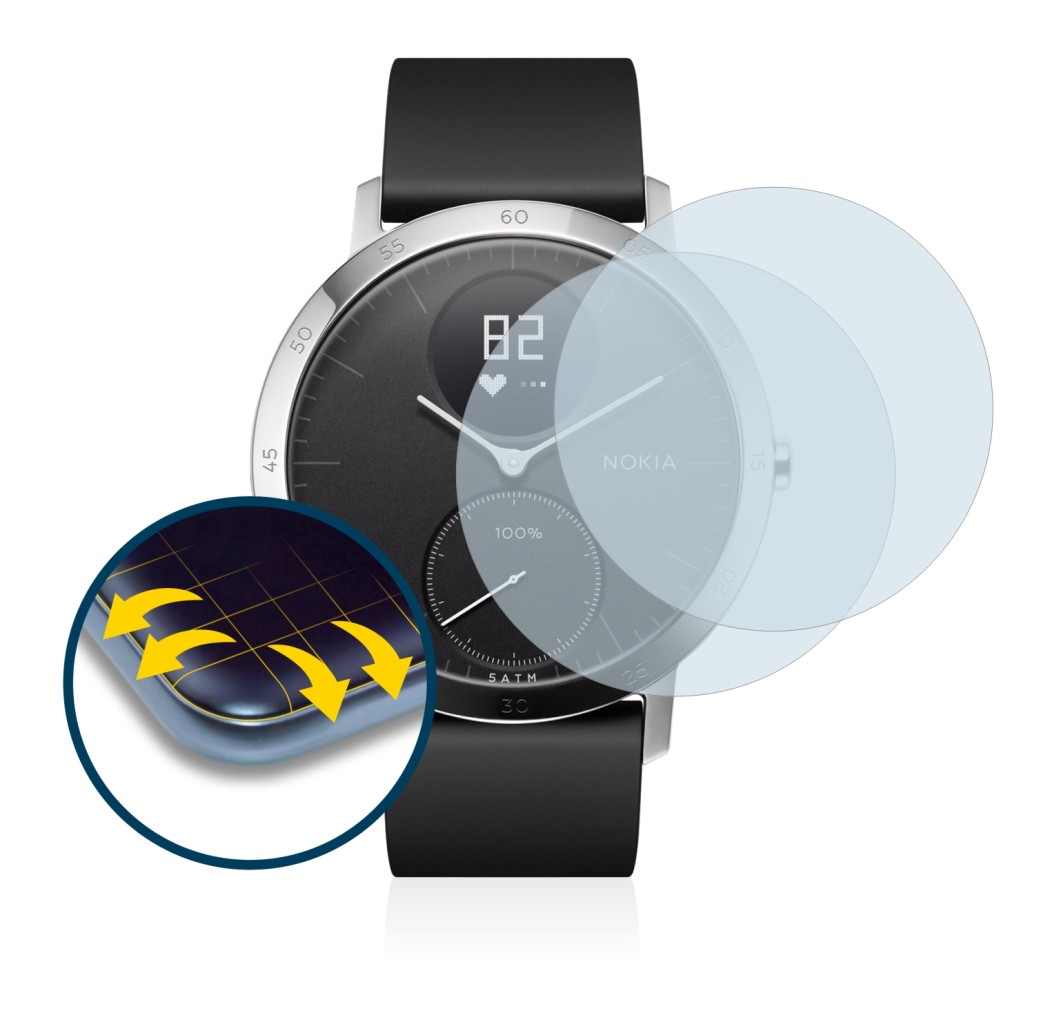 Image of the device Withings Steel HR (40 mm) with a wide variety of screen protectors.
