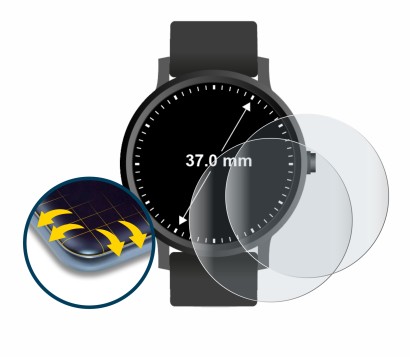 Abbildung des Geräts Kreisrunde Displays (ø: 37 mm) mit einer Vielzahl des Displayschutzes.