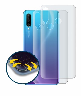 Abbildung des Geräts Huawei P30 lite (Rückseite) mit einer Vielzahl des Displayschutzes.