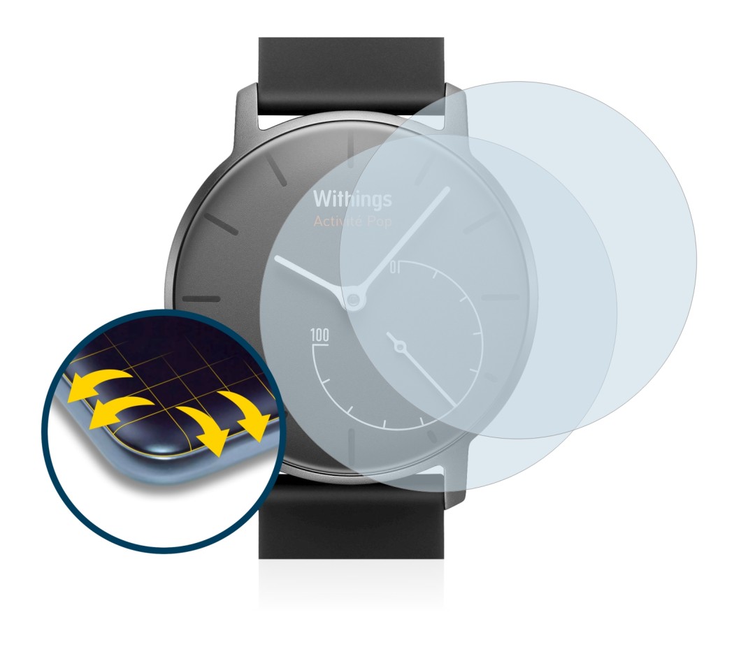 Abbildung des Geräts Withings Activité Pop mit einer Vielzahl des Displayschutzes.