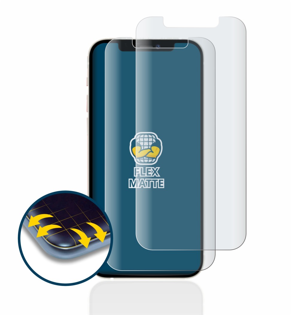 Image of the device Apple iPhone 12 with a wide variety of screen protectors.