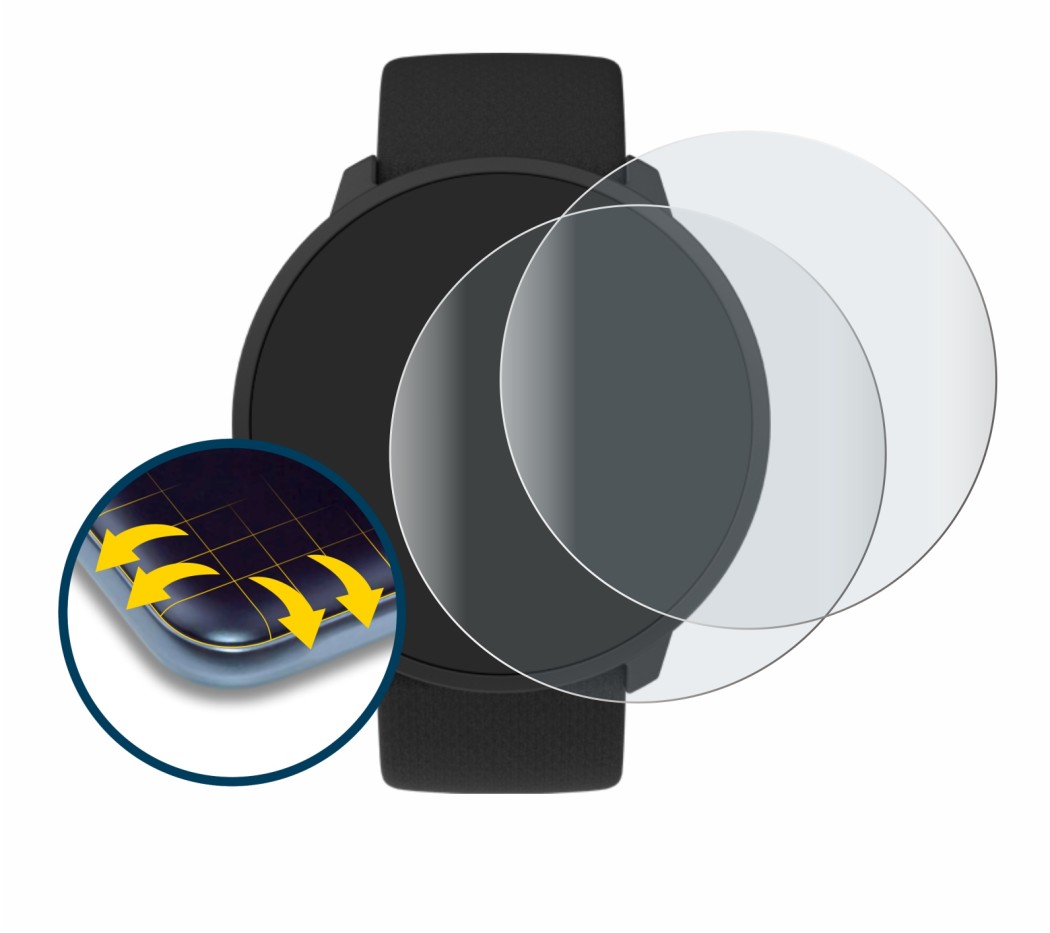 Image of the device Polar Unite with a wide variety of screen protectors.