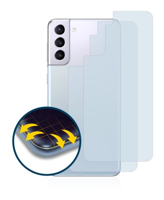 Imagen del dispositivo Samsung Galaxy S21 Plus 5G (Trasero) con una amplia variedad de protectores de pantalla.