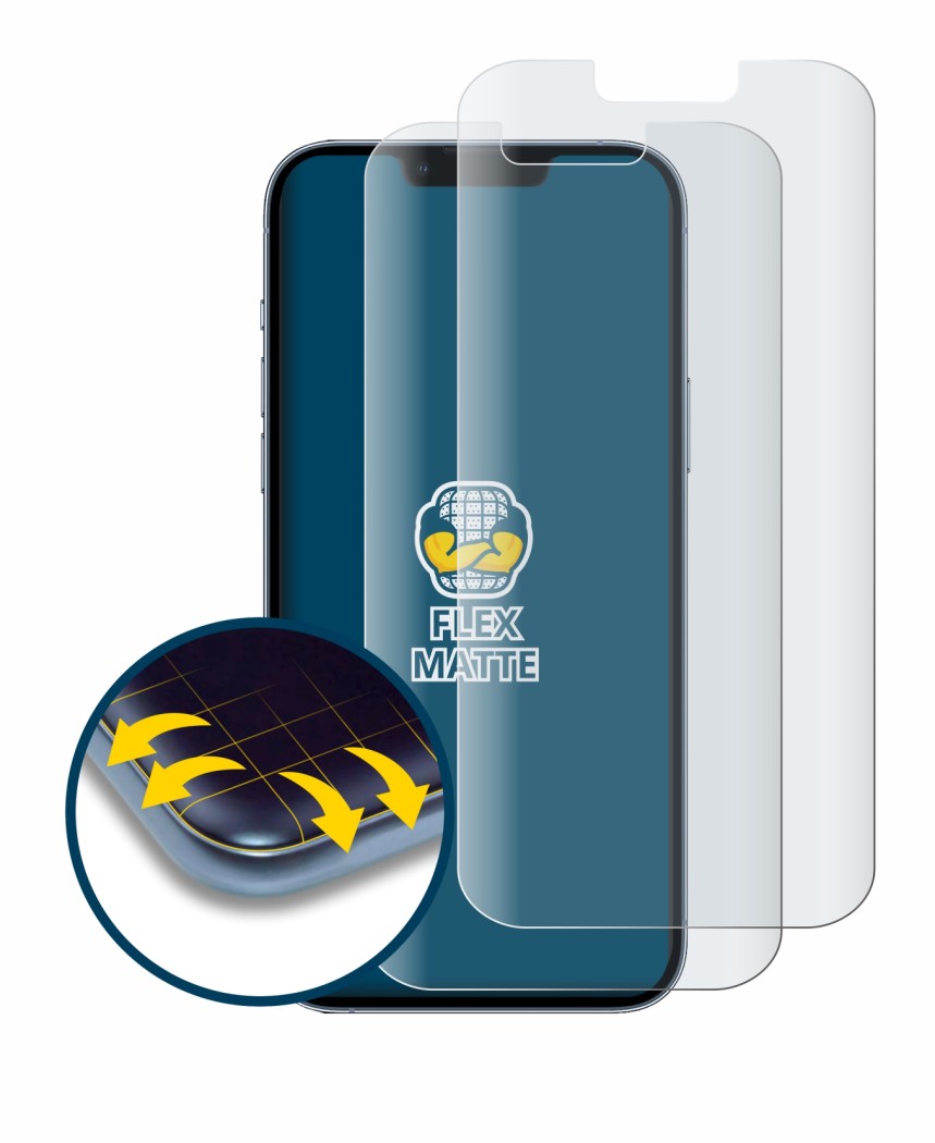 Immagine del dispositivo Apple iPhone 13 Pro Max con un'ampia varietà di protezioni per lo schermo.