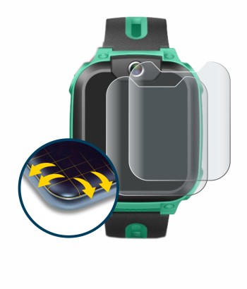 Immagine del dispositivo Imoo Watch Phone Z1 con un'ampia varietà di protezioni per lo schermo.