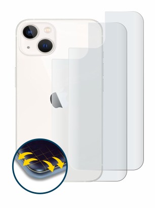 Abbildung des Geräts Apple iPhone 13 (Rückseite) mit einer Vielzahl des Displayschutzes.