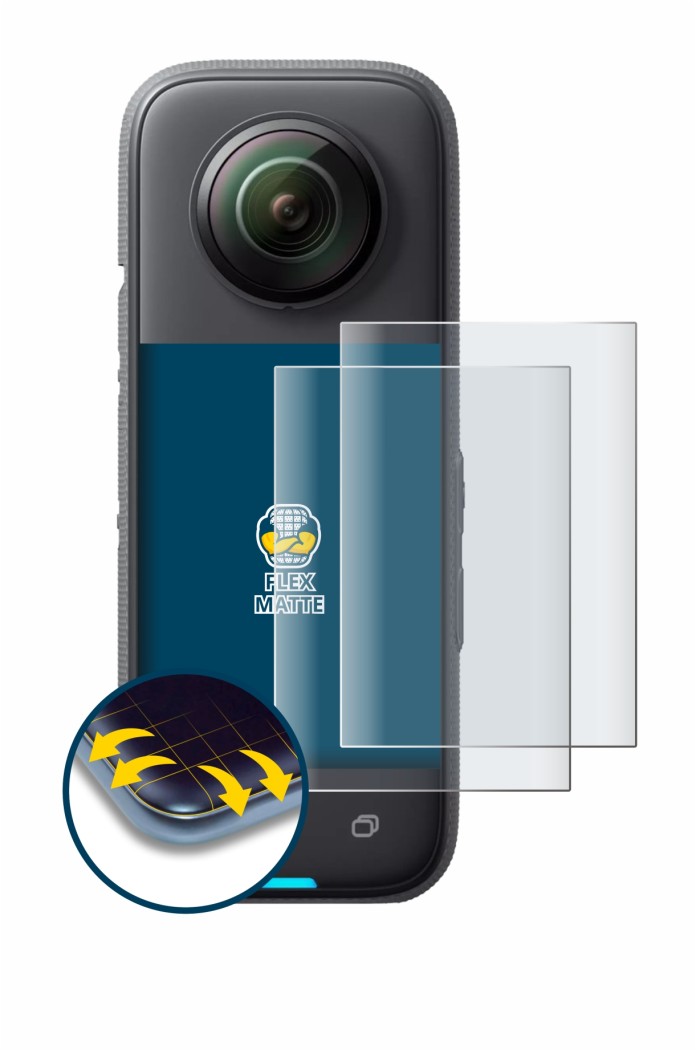 Image of the device Insta360 X3 with a wide variety of screen protectors.