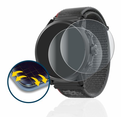 Abbildung des Geräts Coros Apex 2 mit einer Vielzahl des Displayschutzes.