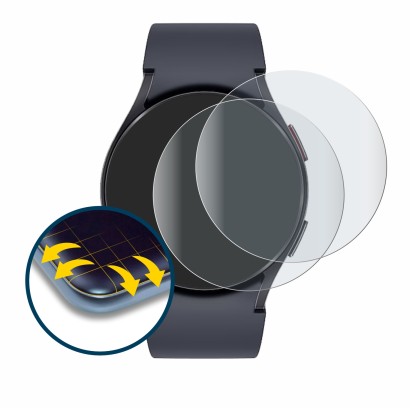 Immagine del dispositivo Samsung Galaxy Watch 6 (40 mm) con un'ampia varietà di protezioni per lo schermo.