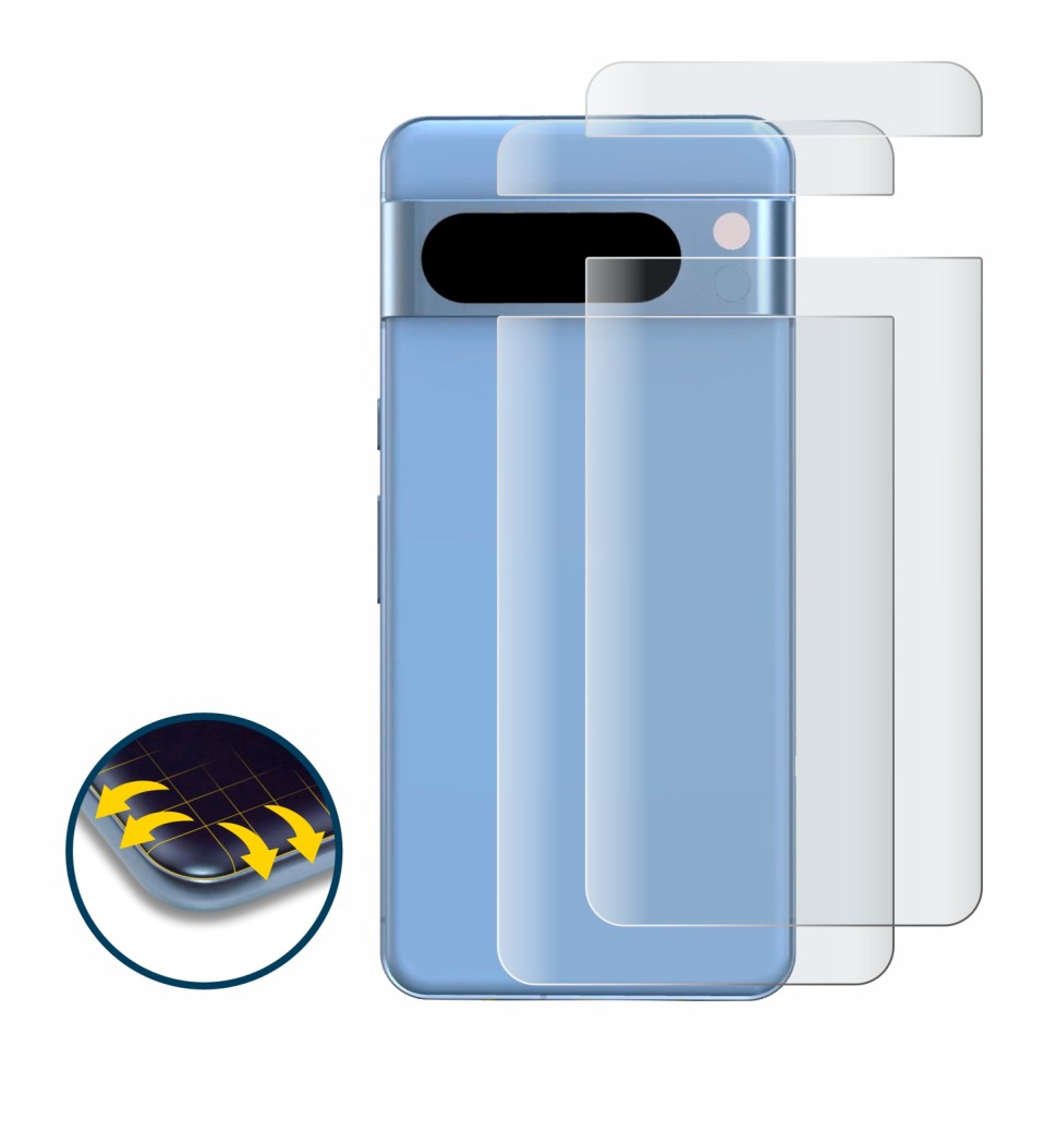 Image of the device Google Pixel 8 Pro (Back) with a wide variety of screen protectors.