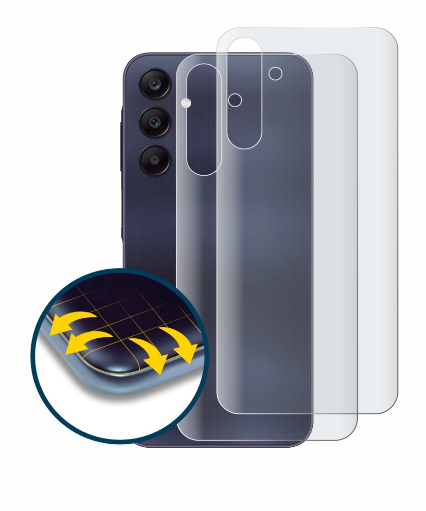 Imagen del dispositivo Samsung Galaxy A25 5G (Trasero) con una amplia variedad de protectores de pantalla.