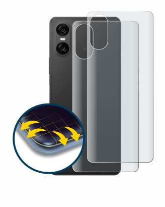 Imagen del dispositivo Sony Xperia 10 VI (Trasero) con una amplia variedad de protectores de pantalla.