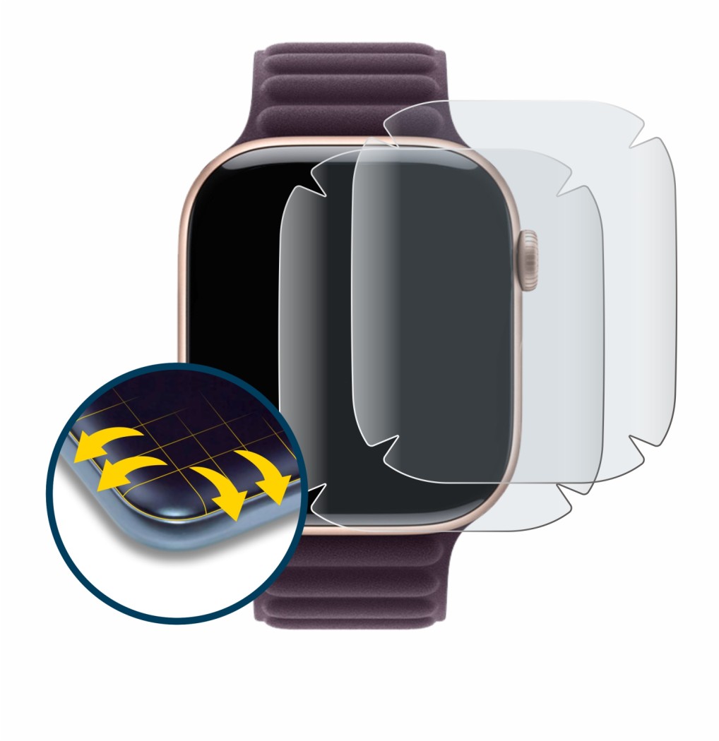 Image of the device Apple Watch Series 10 (42 mm) with a wide variety of screen protectors.